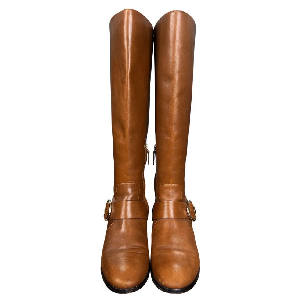 Tory Burch Women’s Sofia Brown Leather Riding Boots Size US 8 - Picture 7 of 10